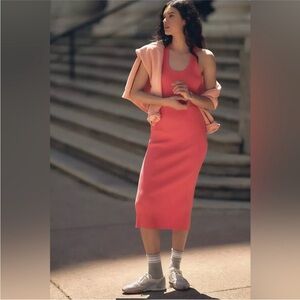 NWT Anthropologie Sweaty Betty Ribbed Resort Midi Tank Dress Size
XL in CORAL